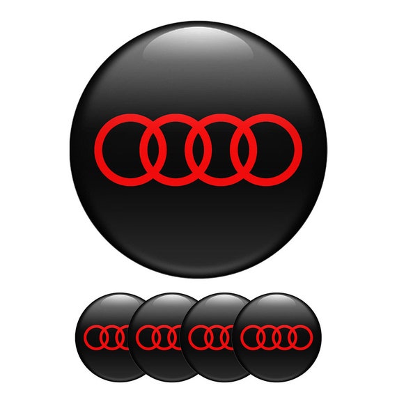 Audi Emblem Set of 4 X All Sizes Domed Silicone Stickers 3D Print Logo for  Wheel Center Cap, Laptop, Car Interior, Door, Mirror, Phone 