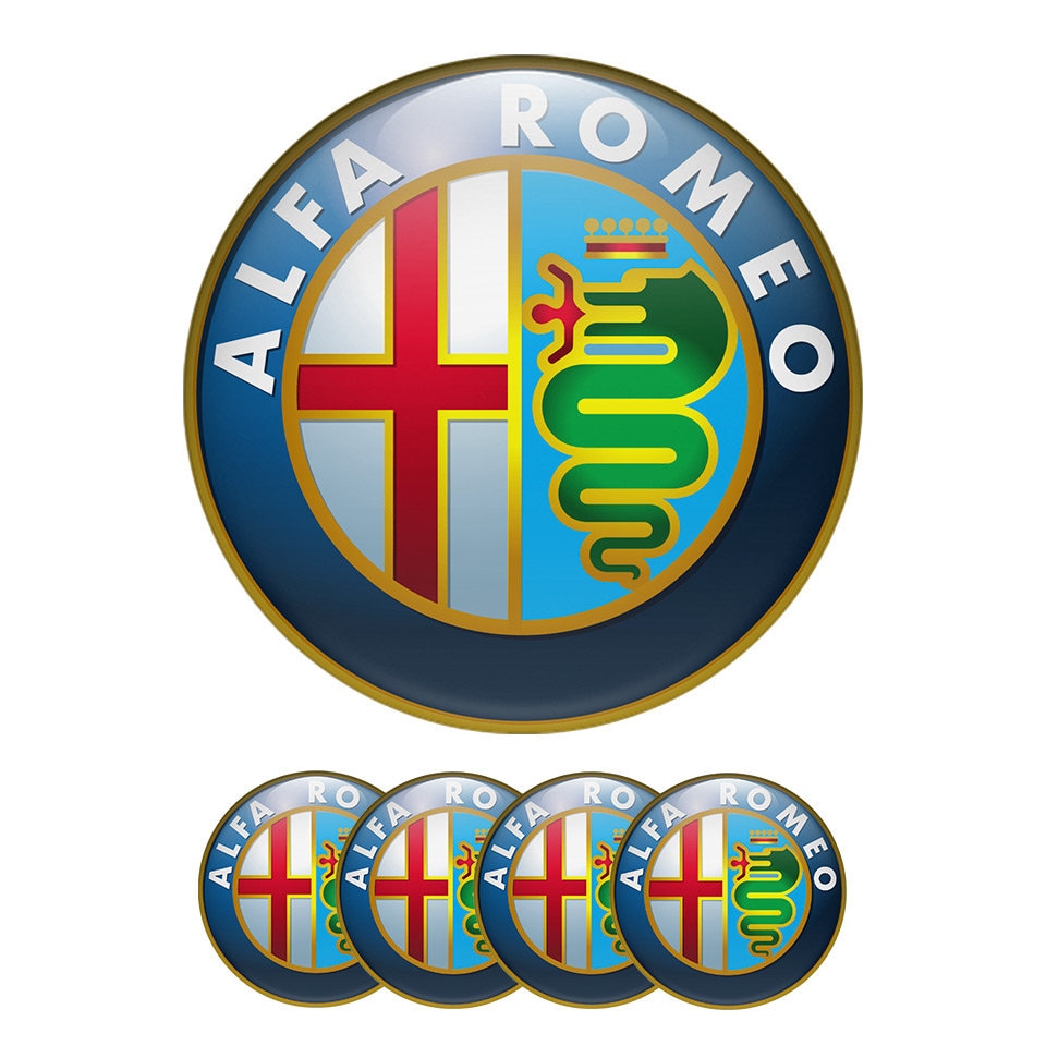 Alfa Romeo Emblem Set of 4 X All Sizes Domed Silicone Stickers 3D Print  Logo for Wheel Center Cap, Laptop, Car Interior, Door, Mirror 