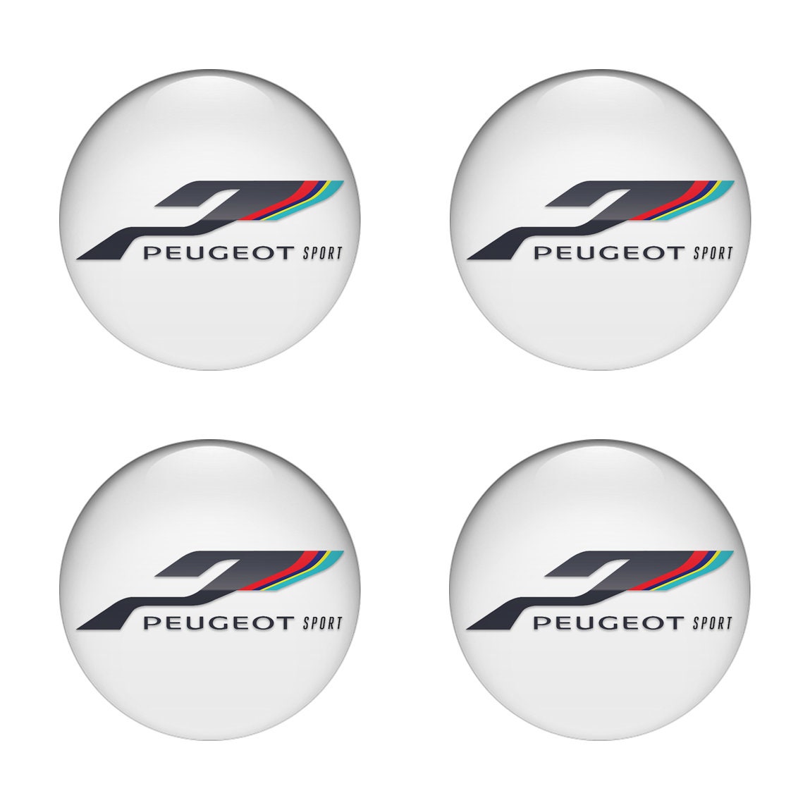 Peugeot Sport Emblem Set of 4 X All Sizes Domed Silicone Stickers 3D Print  Logo for Wheel Center Cap, Laptop, Car Interior, Door, Mirror 