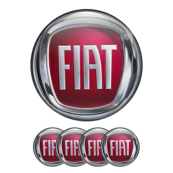 Fiat Red Emblem Set of 4 x All sizes Domed Silicone Stickers 3D Print Logo for Wheel Center Cap, Laptop, Car interior, Door, Mirror