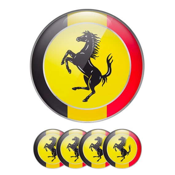 Ferrari Emblem Set of 4 X All Sizes Domed Silicone Stickers 3D