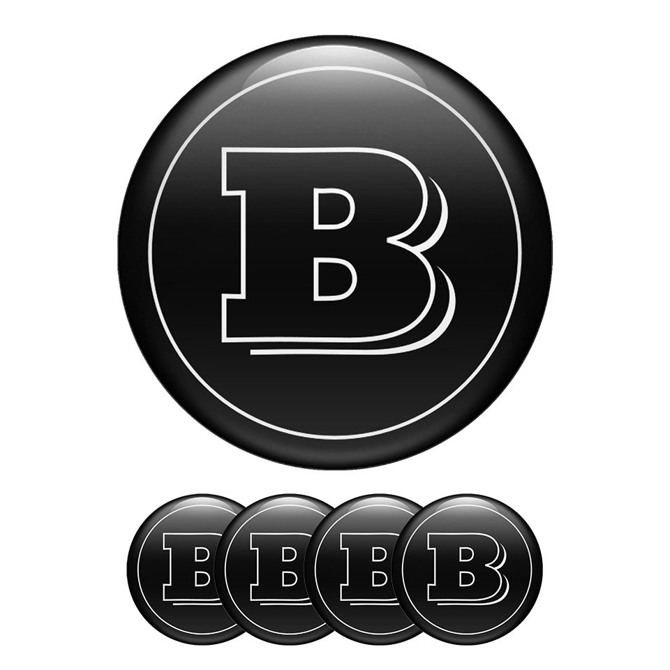 Brabus Black Emblem Set of 4 X All Sizes Domed Silicone Stickers