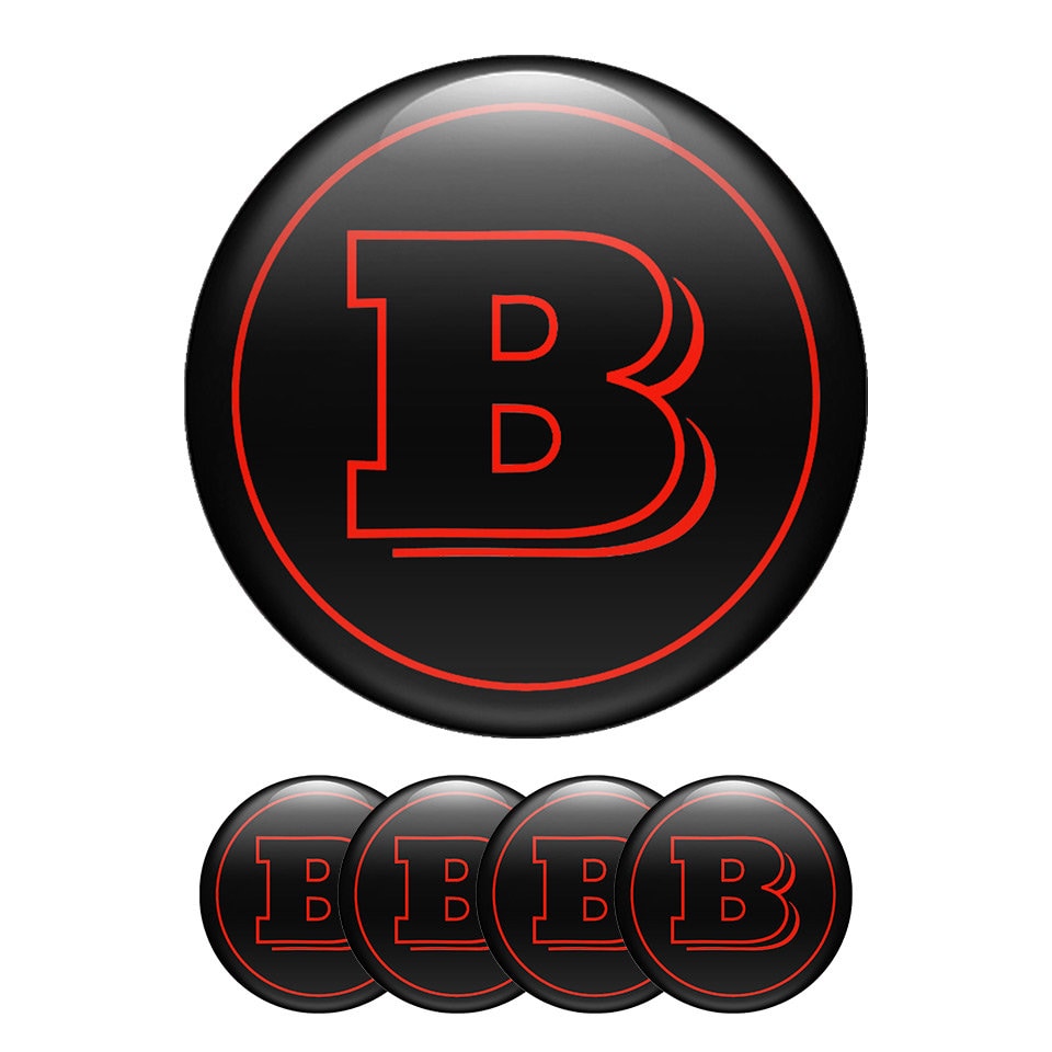 Brabus Black Emblem Set of 4 X All Sizes Domed Silicone Stickers 3D Print  Logo for Wheel Center Cap, Laptop, Car Interior, Door, Mirror 