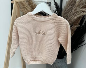 Personalised Embroidered Baby Sweater, Custom Knit Jumper, Toddler Pullover, Baby Shower Gift