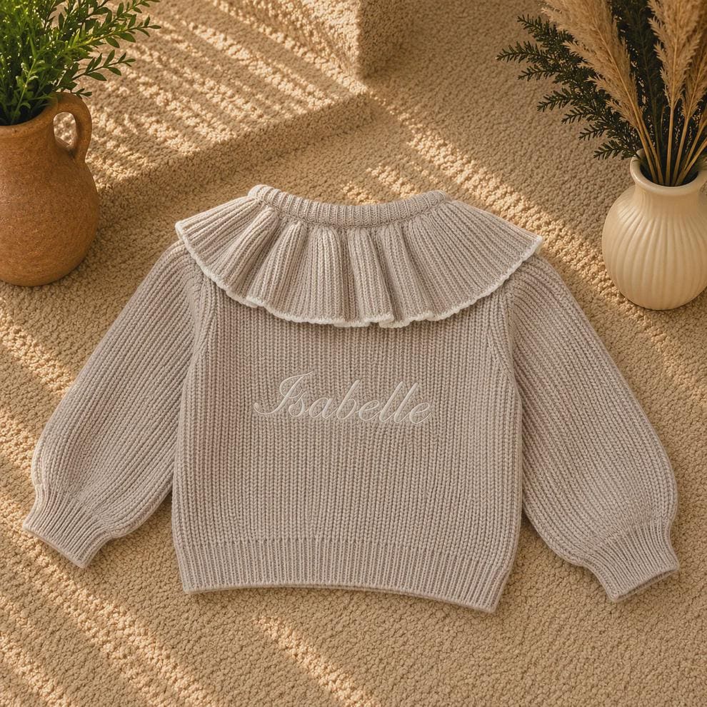 Personalised Girls Knit Cardigan - Custom Baby Cardigan, Kids Knitted Sweater, Embroidered Toddler Knitwear Gift