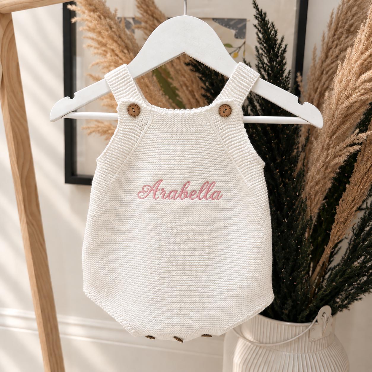 Personalized Baby Romper Embroidered Name, Cotton Bodysuit
