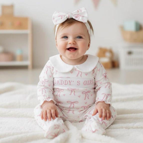 Daddy's Girl Baby Romper Set – Newborn Baby Girl Outfit With Bow