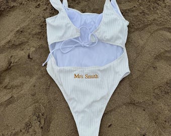 Costume da bagno da sposa personalizzato - Costume da bagno ricamato per la luna di miele