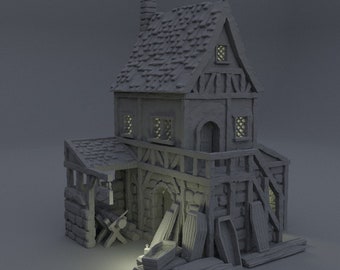 Coffin Makers Shop, Miniature Land | Dungeons and Dragons | Pathfinder | Table Top RPG | 3D Printed Model