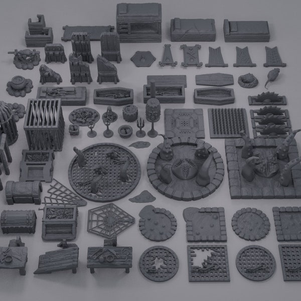 Dungeon Scatter Pack, Miniature Land | Dungeons and Dragons | Pathfinder | Table Top RPG | 3D Printed Model