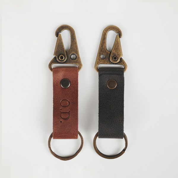 Handmade Leather Keychain, Personalized Key Holder, Leather Accessory with Keyring Organizer, Custom Engraved Key FOB, Gift for Him and Her