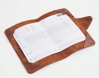 Personalized Leather Golf Scorecard Holder: Handmade Scorecard Book Cover
