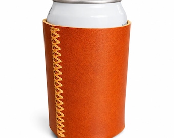 Personalized Leather Can Cooler, Custom Engraved Gift for Beer Lovers