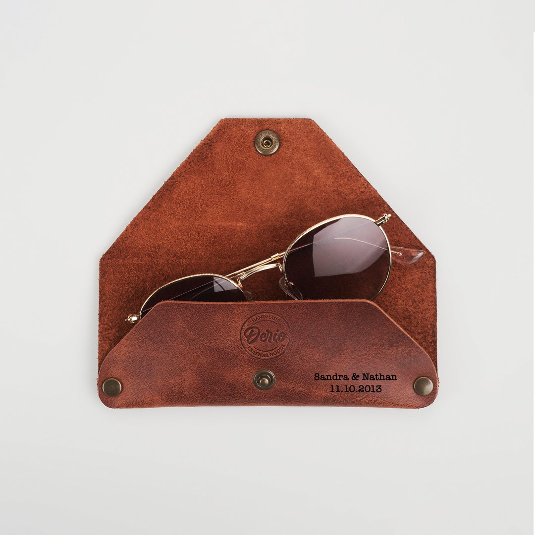 Personalized Leather Glasses Case, Custom Sunglasses Case, Engraved