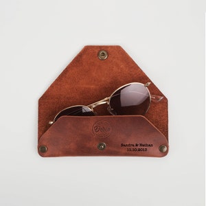 Personalized Leather Glasses Case, Custom Sunglasses Case, Engraved Reading Glass Sleeve, Anniversary Gift for Him and Her, eyeglasses case