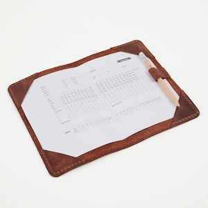 Personalized Handmade Leather Golf Scorecard Holder, Customizable Yardage Book Cover for Golfers, Golfing Gift for Men Boyfriend Dad Grandpa