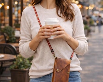 Personalized Leather Crossbody Phone Bag: Engraved Sling Wallet