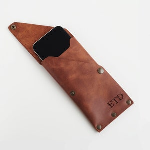 Personalized Leather Crossbody Phone Bag, Custom Phone Purse, Engraved Sling Phone Wallet, Contemporary Gift, Unisex Travel Bag, Wallet