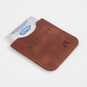 Handcrafted Leather Condom Pouch: Personalized Condom Wallet, Funny & Witty Groomsmen Gift, Unique Gift Idea for Him, Adult Novelty