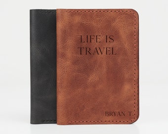 Travelers Must Have, Handcrafted Leather Passport Holder, Customizable Wallet for Passport, Credit Cards, Money, and IDs, Travel Essentials