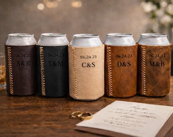 Personalized Leather Can Cooler – Custom Engraved Gift for Beer Lovers