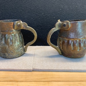 Vintage Tinned Copper 3&quot; Primitive Egyptian cups with Handle