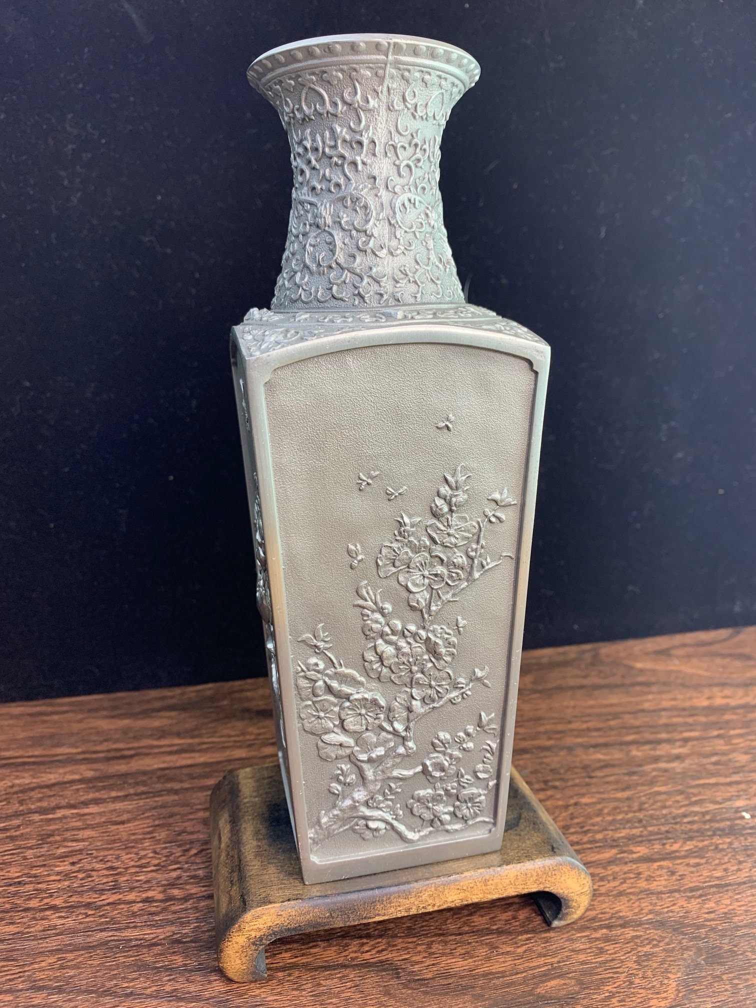 Royal Selangor Intricately Carved Pewter Four Seasons Vase Small
