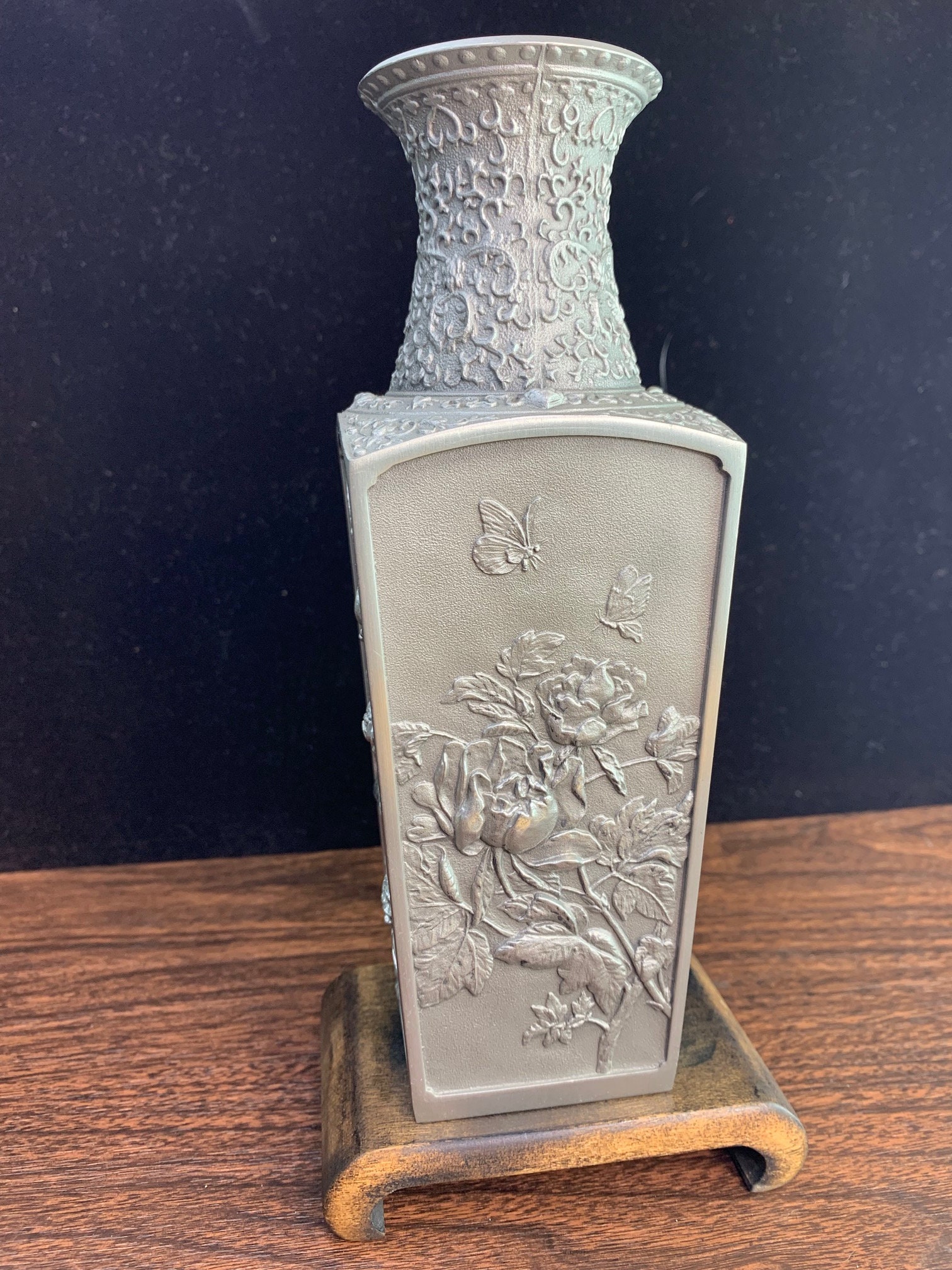 Royal Selangor Intricately Carved Pewter Four Seasons Vase Small