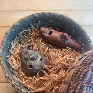 antique hand made ocarina flute pair