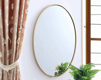 Pill Shaped Mirror, Aesthetic Luxurious Wall Mirror with Brass Frame,  Oval Butterfly Irregular Mirror, Italian Curved Brass Mirror