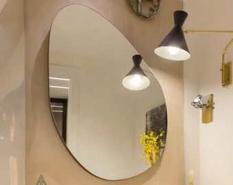 Brass Asymmetrical Mirror Home Decor, Butterfly Irregular Mirror, Gold brass mirror Arche, Handmade Mirror, Bedroom Wall Moroccan Mirror