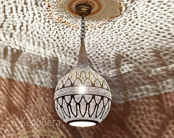 Moroccan Ceiling Light, Brass Pendant Light, Hanging Lampshade, Deco Ceiling Fixture, Kitchen Light, Chandelier Lighting