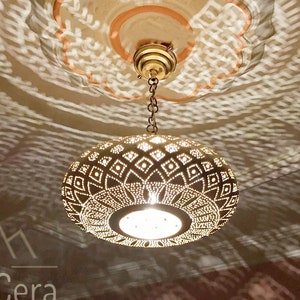 Moroccan Pendant Light, Moroccan Decorative Hanging chandelier Ceiling Light Fixtures, Brass Copper Lamp shades Boho Lighting Bedroom