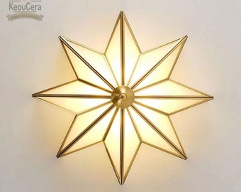 Decor for wall light and ceiling light shade, Engraved Sconce Handmade Brass Light, Moroccan Wall-pendant Light Fixture, Hexagon wall light