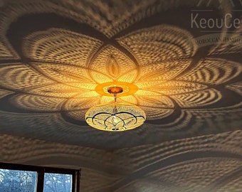 Luz colgante, Accesorios de iluminación de techo decorativos marroquíes, Lámparas de latón grabadas hechas a mano, Lámpara de araña colgante, Iluminación colgante