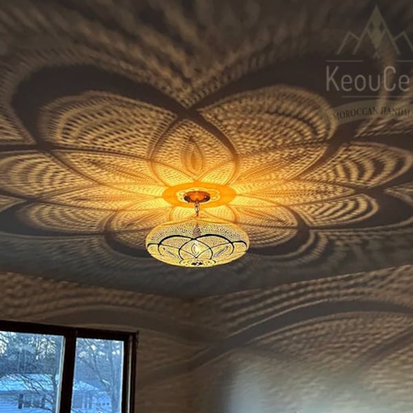 Hänglampa, Marockanska dekorativa taklampor, Handgjorda graverade mässingslampor, Hängande ljuskrona, Hängande belysning