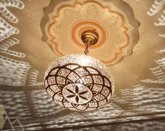 Handmade Moroccan Brass Pendant Light, Moroccan Hanging Lamp shade, Ceiling Light Fixture, Moroccan Lampshades Boho Decor Lighting