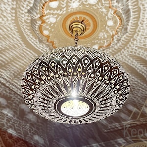 Moroccan pendant lamp, Handmade Brass Ceiling light fixture, Moroccan Pendant light, Hanging Brass Lamp Shade Lights Decor