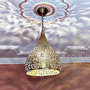 Cone Pendant light, Moroccan Brass lamp shade Lighting Farmhouse, Moroccan Copper lamp Handmade Engraved, Bedroom Lighting