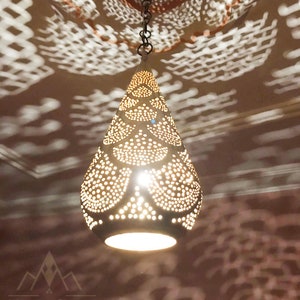 Moroccan Brass Pendant Lamp Open Drop, Pendant Light Fixture, Moroccan Ceiling lamp shade, Hanging Lamp, Lampshades Lighting Chandeliers