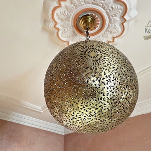 Handmade Moroccan Brass Globe Pendant Light: Home Decor Lighting - Etsy