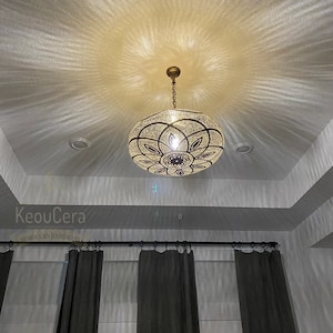 Pendant Light, Moroccan Decorative Ceiling Light Fixtures, Handmade Engraved Brass Lamps, Hanging Chandelier, Pendant Lighting image 3
