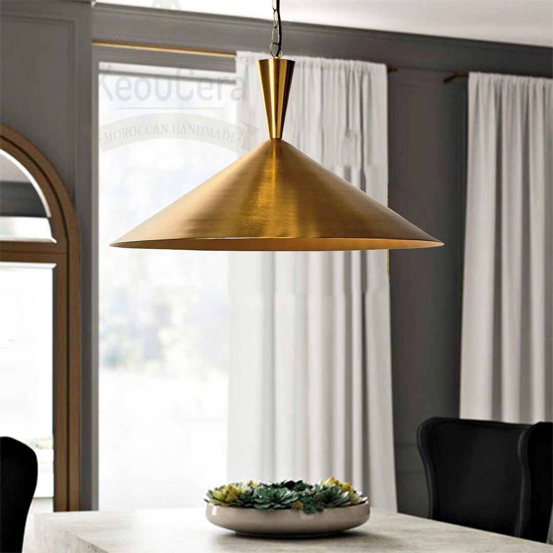 Handmade Brass Pendant Light, Polished Solid Brass Shade Pendant Light