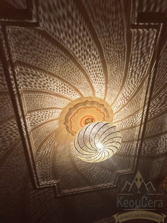 Pendant Light Fixtures, Moroccan Ceiling Lamp shade, Hanging lampshades, Handmade Engraved Brass Lamp Home Decor Lighting