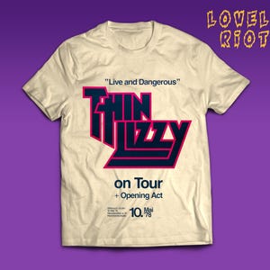 70年代/80年代のアイリッシュロック＆ヘビーメタル風Tシャツ - レトロパンクスタイル、ヴィンテージコットンTシャツ Thin Lizzy