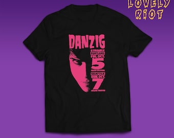 Maglietta ispirata al Danzig Punk Rock CBGB, Horror punk, Psychobilly, Stile Vintage, Teschi, Heavy Metal