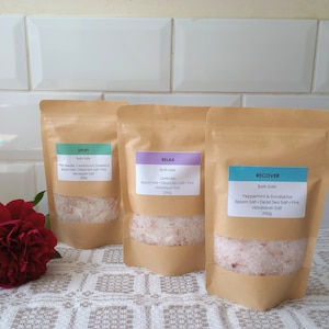 Bath salt set, mineral foot soak, natural, home aromatherapy, birthday present, relaxation, spa gift set, scented salts