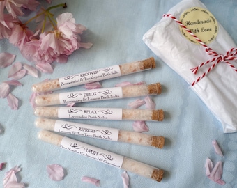 Bath Salt tubes, foot soak, spa gift set for her, party favour, hen do, wedding favours, spa gift set, aromatherapy, letterbox gift