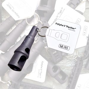 Panther Tank Muzzle Brake Keychain – WWII German Late-War Model – Miniature Replica – SLS 3D Printed in PA12 – Limited Edition Key Ring