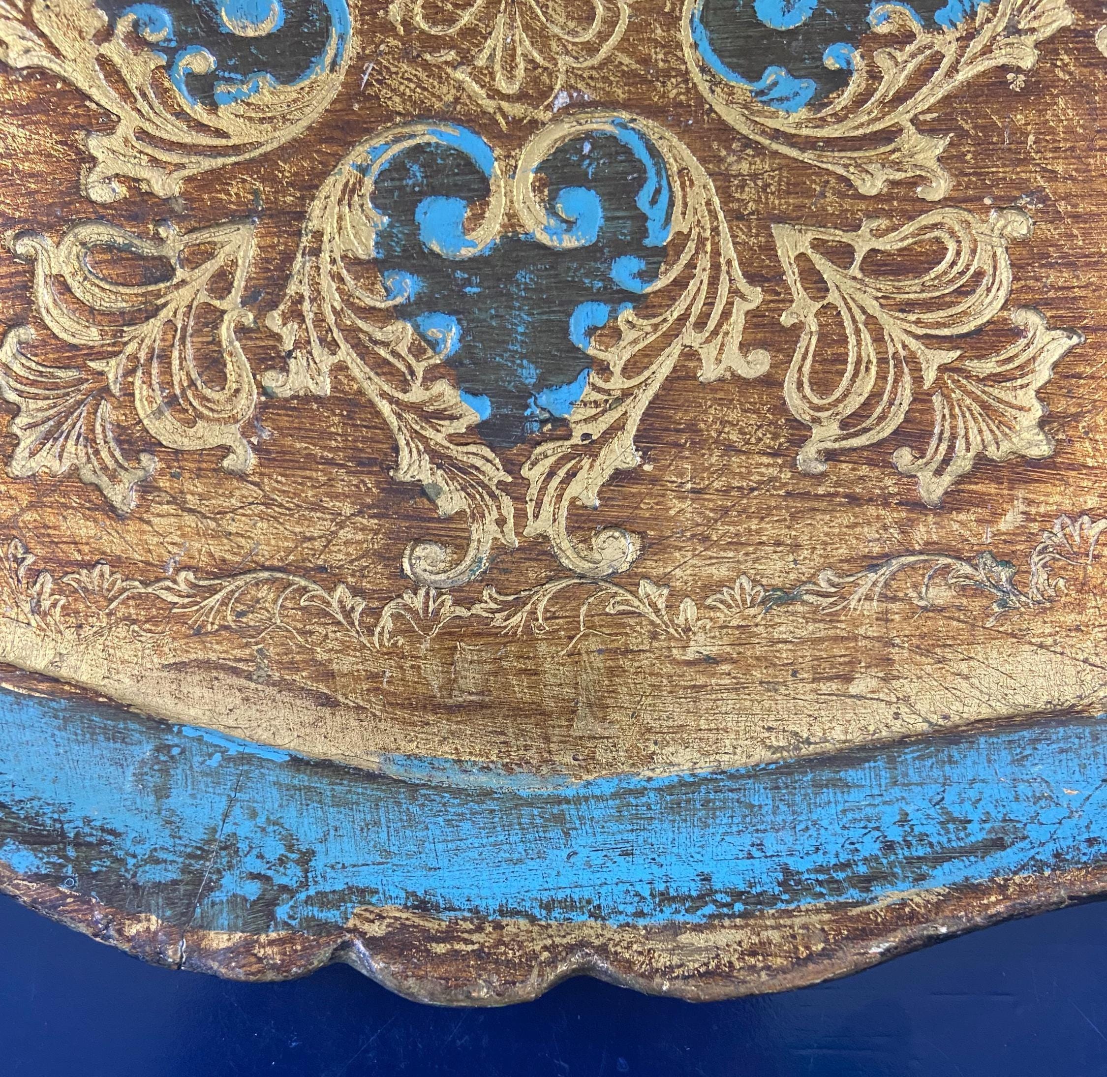 Italian Wood Florentine Turquoise Gold Tray - Etsy